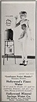 Edna Marion of Christie Comedies endorses Hollywood Mineral Water in January 1927