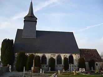Saint-Aubin Church with Irish Yews