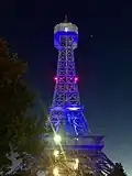Kings Dominion's Eiffel Tower at night.
