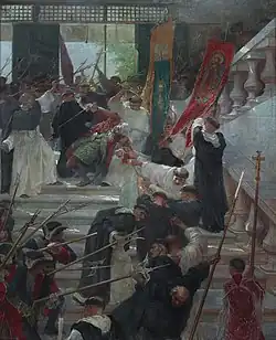 Assassination of Governor Bustamante and His Son; by Félix Resurrección Hidalgo; 1904