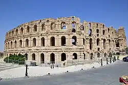 Exterior view of the Roman Amphitheatre of El Jem