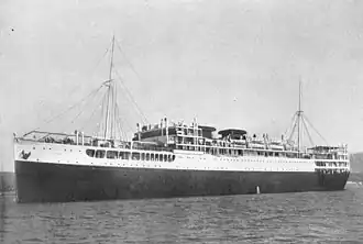 Photograph of MV Éridan in 1929, showing her two square funnels