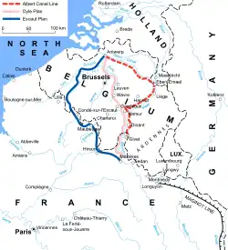 Map showing the Escaut and Dyle lines