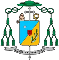 The coat of arms for Bishop José Hernán Sánchez Porras