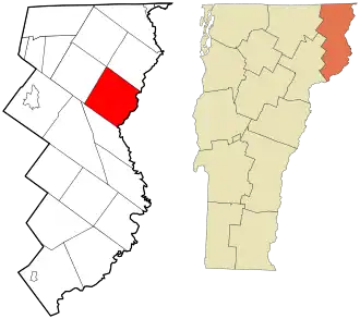 Location in Essex County and the state of Vermont.