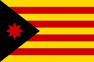 Anarchist estelada, with an eight-pointed star, each representing the 8 regions of the Catalan Countries
