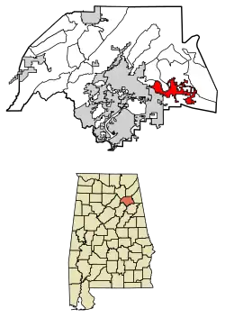 Location of Hokes Bluff in Etowah County, Alabama.
