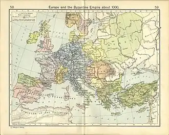 Map of Rus' in Europe in 1000 (1911)