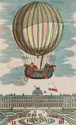 First flight of a hydrogen-filled balloon from garden on 1 December 1783