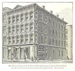 L.A Smith Building, 1871, NW Corner of Woodward and Congress.