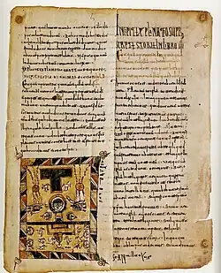 Page from the Silos fragment, the earliest survival, c. 885.[2] Opening of the Fifth Seal