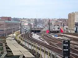 A Manhattan-bound "F" train descending the Culver Ramp