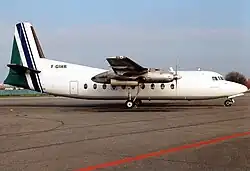 F-27 F-GIHR of Uni-Air at Stuttgart-Echterdingen in 1990