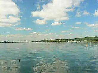 A lowland lake with pleasure craft on it