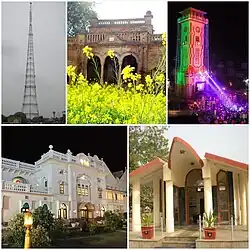 From top clockwise: Fazilka TV Tower, Raghuwar Bhawan, Fazilka Clock Tower, Asafwala War Memorial and Khuranj Haveli 970m 1057yds Locations of Fazilka City, Punjab
