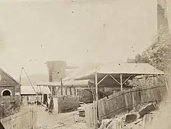 Boiler and blowing equipment building, with blast furnace in the background. c.1873 (viewed from the opposite direction to the photograph on left)