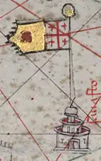 The flag of Sebastia as seen on the Catalan Atlas and Dulcert atlas, now modern Sivas (1339) (1375)