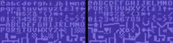 Two character sets, both light blue against a darker background