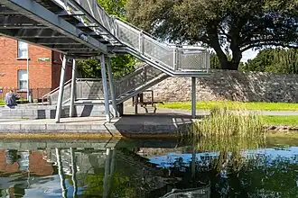 Staircase leading to the footbridge