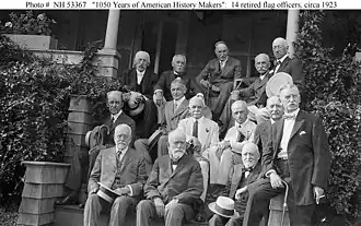 Remey is second from left in the front row in this photograph of 13 retired U.S. Navy and U.S. Marine Corps flag officers taken c. 1923.