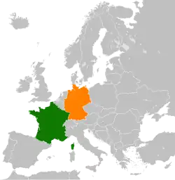 Map indicating locations of France and Germany