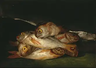 Francisco José de Goya y Lucientes, Still Life with Golden Bream (1808–1812), 44.7 x 62.5 cm