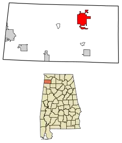 Location of Russellville in Franklin County, Alabama.