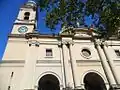 Façade of the Montevideo Metropolitan Cathedral, showing the left tower