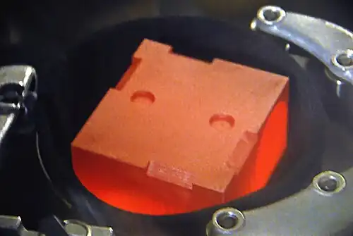 Red-hot shell containing plutonium undergoing nuclear decay, inside the Mars Science Laboratory MMRTG.[60] MSL was launched in 2011 and landed on Mars in August 2012.