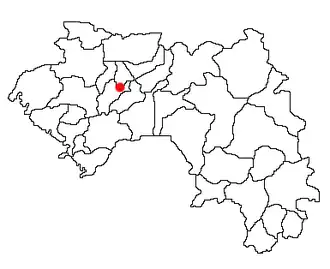 Location of Pita Prefecture and seat in Guinea.