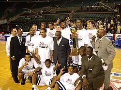 The Colonials celebrate the 2007 Atlantic 10 Tournament Championship.