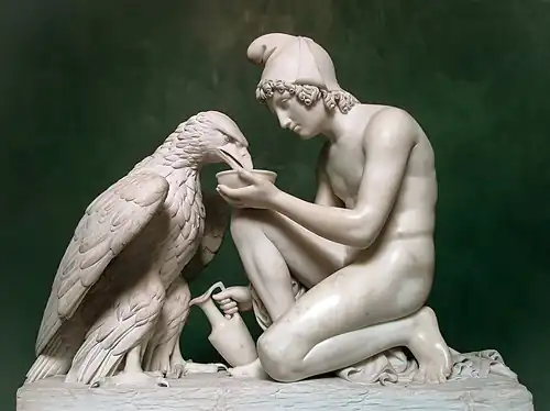 Ganymede and Jupiter; by Bertel Thorvaldsen; 1817; marble; height: 94 cm; Thorvaldsen Museum, Copenhagen, Denmark[45]