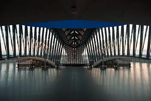 The Gare de Lyon Saint-Exupéry airport railroad terminal in Lyon, France (1989–94)
