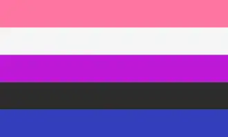 The genderfluid pride flag, 5 stripes of pink, white, purple, black and blue