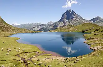 Pic du Midi d'Ossau reflected in the lac Gentau
