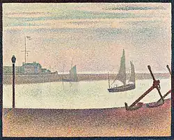 Georges Seurat, The Channel at Gravelines/Evening View of a Harbour with Two Sailboats, 1890. Seized from Paul Rosenberg in 1941. To Galerie Fischer in 1942.[29]