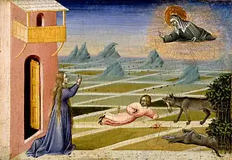 Giovanni di Paolo, Saint Clare Rescuing a Child Mauled by a Wolf ** (c. 1453–1462), 20.6 x 28.1 cm