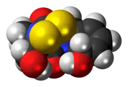 Space-filling model of the gliotoxin molecule