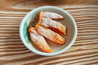 Sliced gotgam served as a snack in Korea