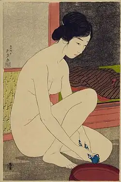Woman at Her Bath, 1915; the first shin-hanga