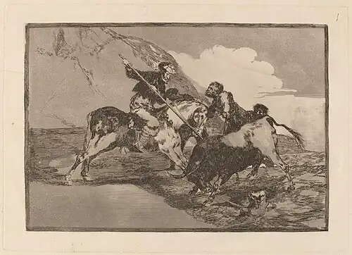 Νο. 1: Modo con que los antiguos Espanoles cazaban los toros a caballo en el campo ("How the ancient Spanish hunted the bulls on horse in the field")