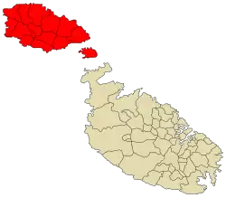 The Diocese of Gozo marked in red.