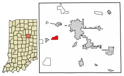 Location of Herbst in Grant County, Indiana.