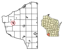 Location of Bloomington in Grant County, Wisconsin.