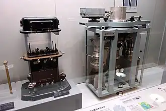 Image 12Gravity measurement devices, pendulum (left) and absolute gravimeter (right) (from Geodesy)