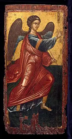 Greek, Late Byzantine, The Archangel Gabriel, from an Annunciation scene on the King's Door of an iconostasis, second half of the 15th century