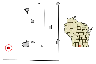 Location of Browntown in Green County, Wisconsin.