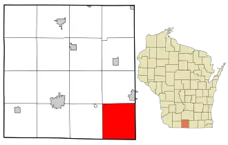 Location in Green County and the state of Wisconsin.