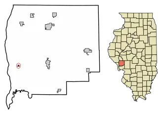Location of Eldred in Greene County, Illinois.