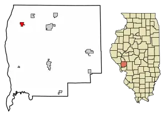 Location of Hillview in Greene County, Illinois.